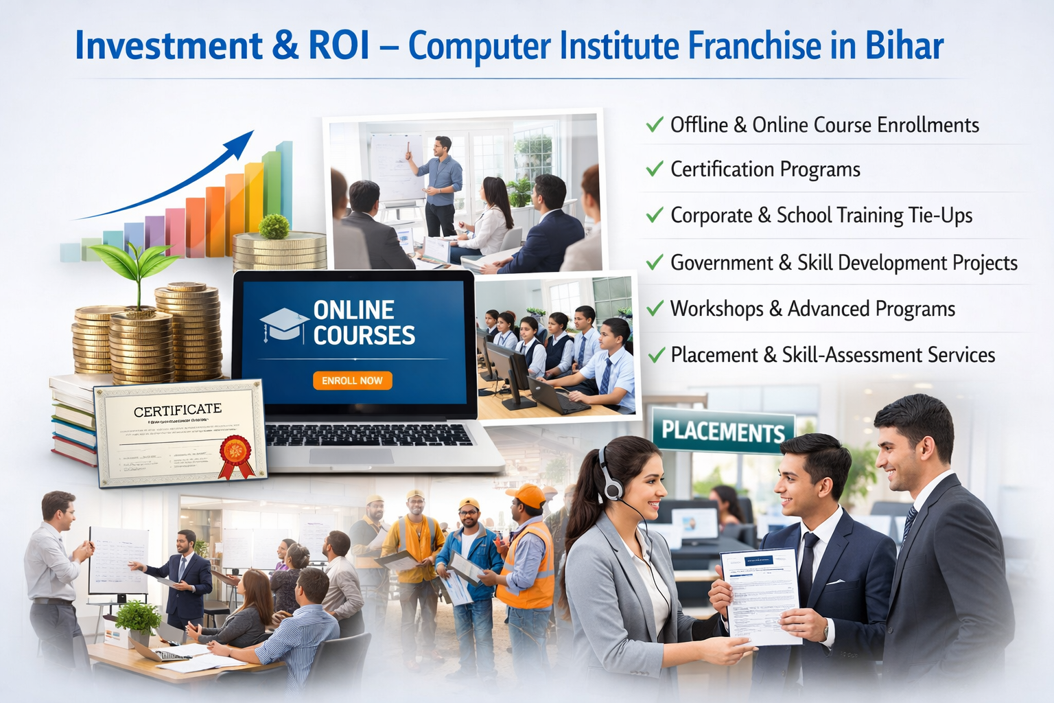 investment in computer institute franchise in bihar, computer institute lab setup and infrastructure, education franchise setup requirements in bihar, computer training institute interior and branding