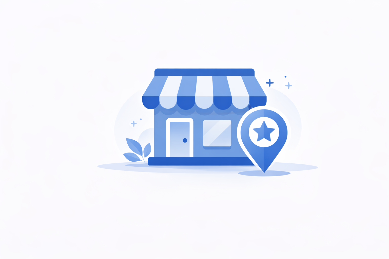 Blue vector illustration of a franchise center storefront with location pin and star symbol, representing business franchise outlets, training centers, and branded institute locations.