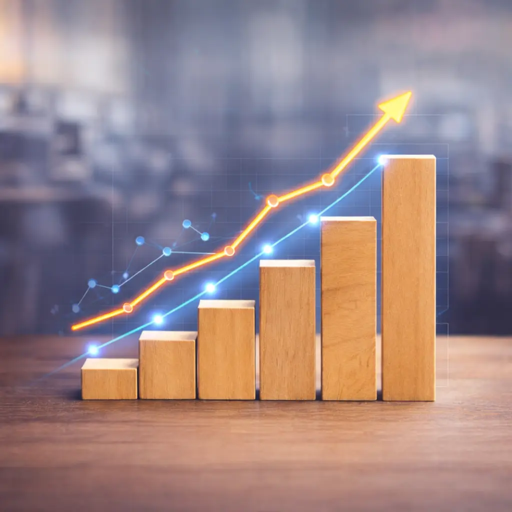 scalable growth model, ISDM NxT business growth concept, rising performance graph, success progress visualization, scalable institute growth strategy